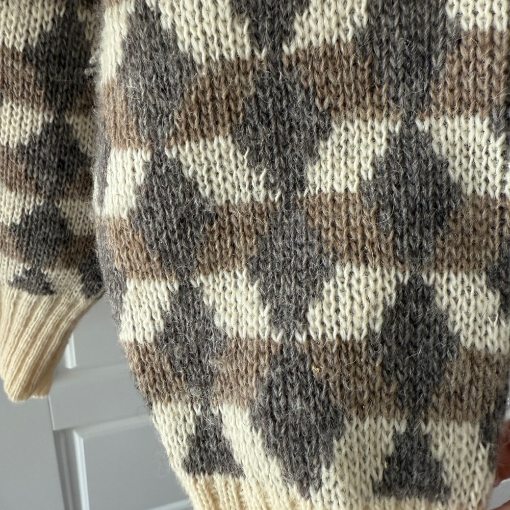 Nordic Vintage Wool Cozy Geometric Turtleneck Sweater Men's Small Unisex Womens - Picture 4 of 8